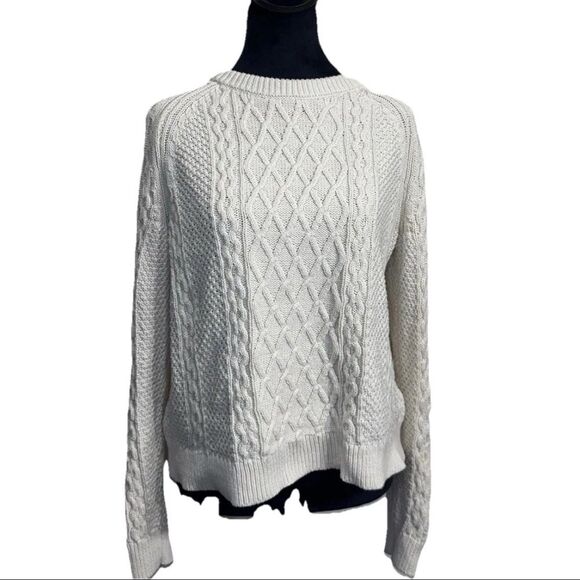 J Crew Cotton cable-knit crewneck sweater Women’s Size S Cotton Fisherman Core - Picture 2 of 6